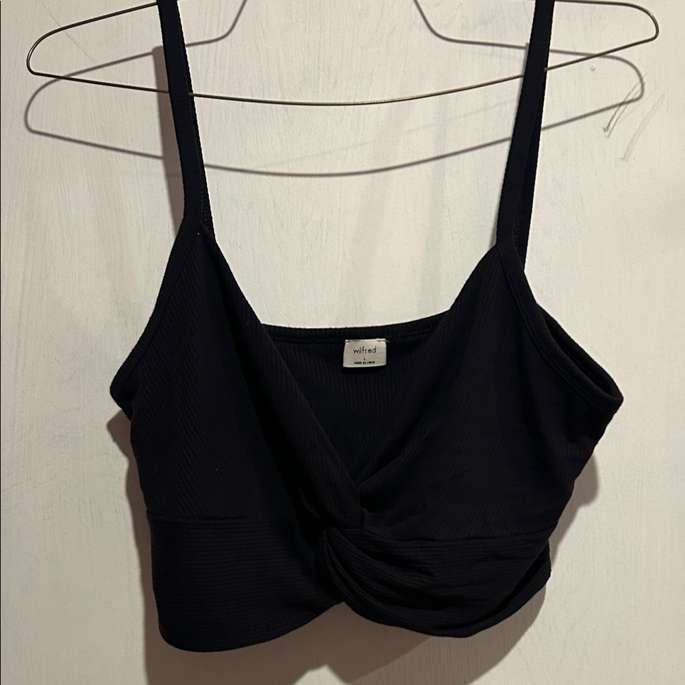 Aritzia Wilfred Ribbed Twist-Front Crop Top
